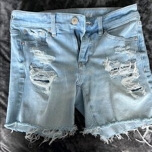 American Eagle Outfitters Light Blue Ripped Jean Shorts